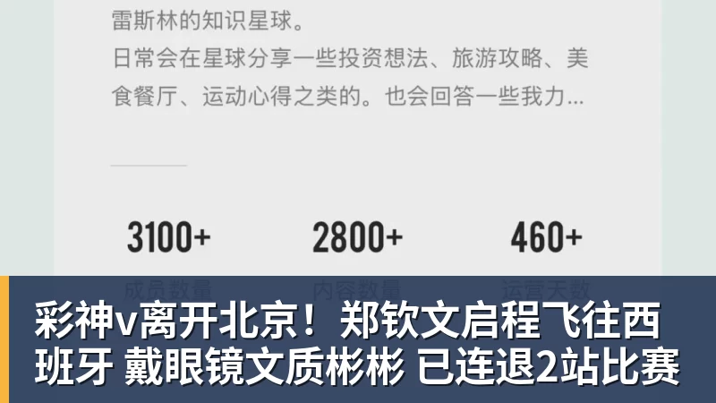 彩神v离开北京!郑钦文启程飞往西班牙 戴眼镜文质彬彬 已连退2站比赛