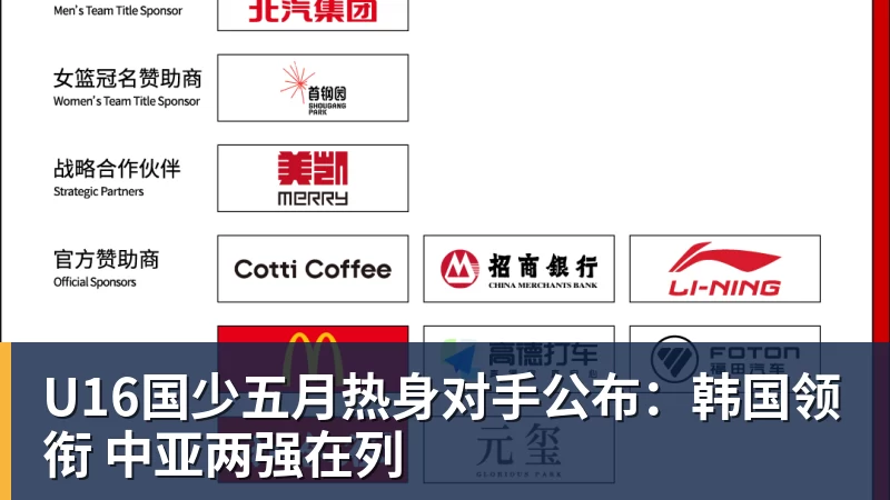 U16国少五月热身对手公布：韩国领衔 中亚两强在列